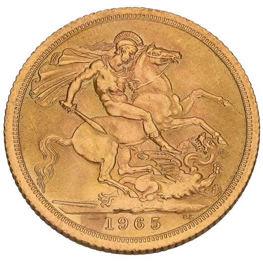 22ct Gold Queen Elizabeth II Full Sovereign Coin 1965