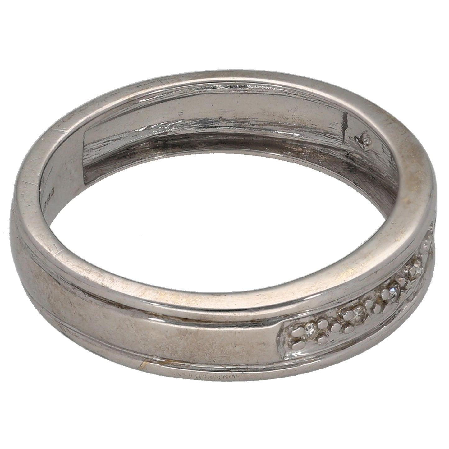 9ct White Gold 0.045ct Diamond Half Eternity Ring Size M