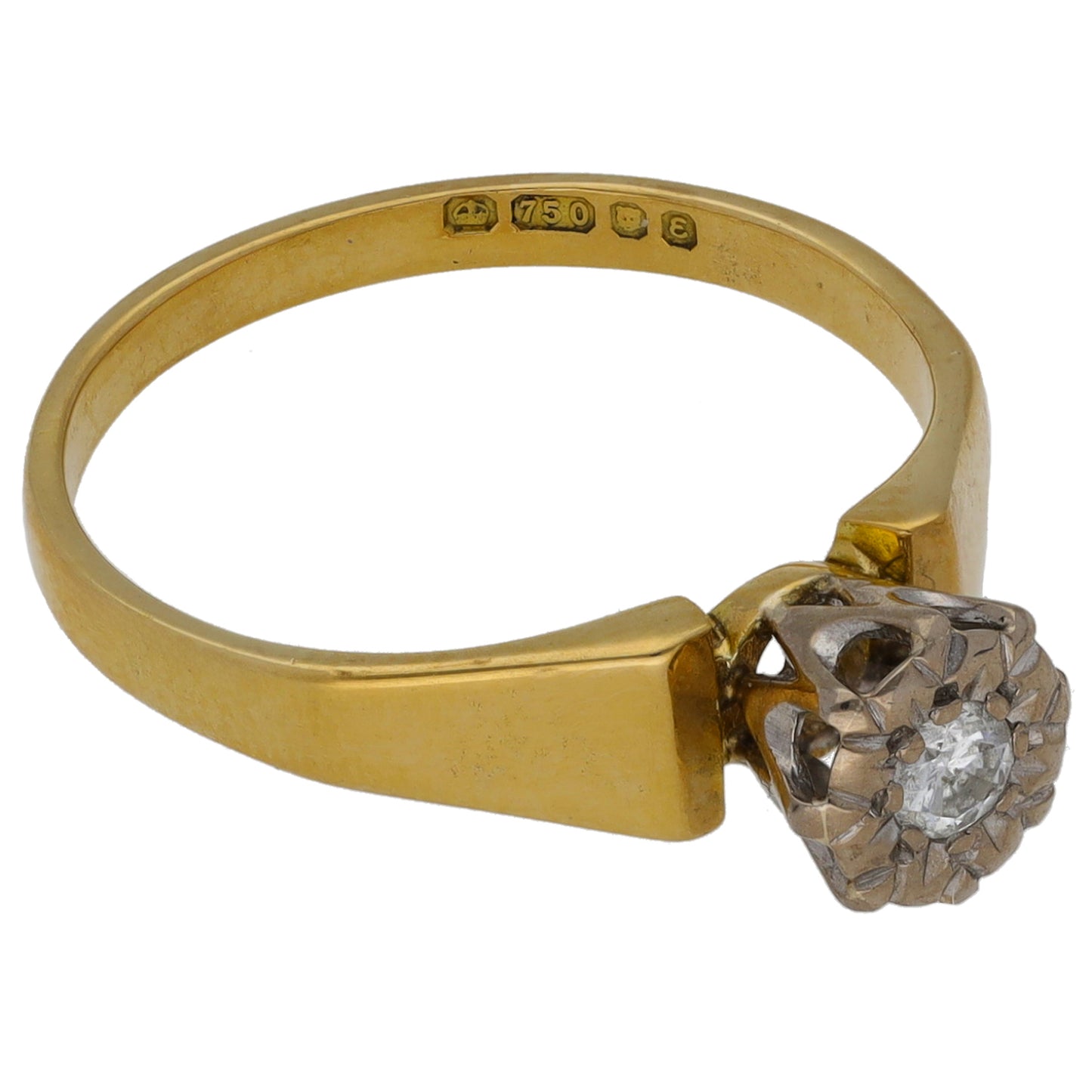 18ct Gold 0.10ct Diamond Solitaire Ring Size M