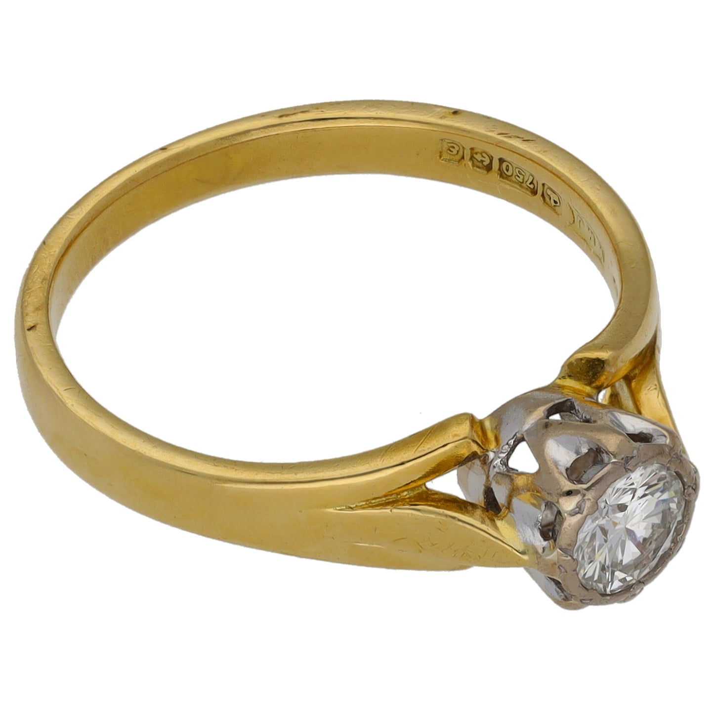 18ct Gold 0.35ct Diamond Solitaire Ring Size M