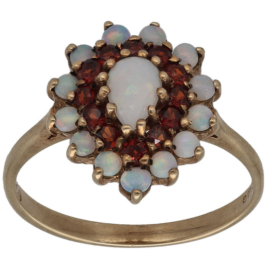 9ct Gold Opal & Garnet Dress/Cocktail Ring Size O