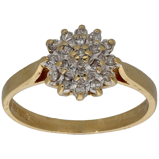 18ct Bicolour Gold 0.15ct Diamond Cluster Ring Size M