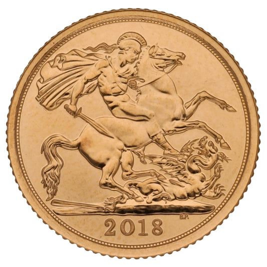 22ct Gold Queen Elizabeth II Half Sovereign Coin 2018
