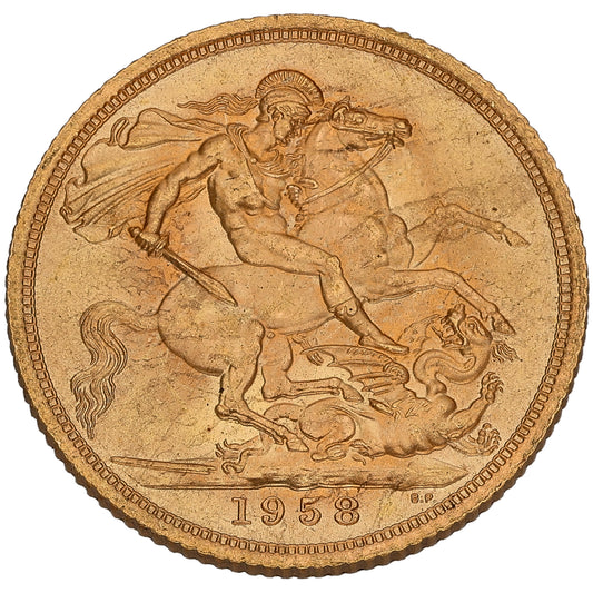 22ct Gold Queen Elizabeth II Full Sovereign Coin 1958