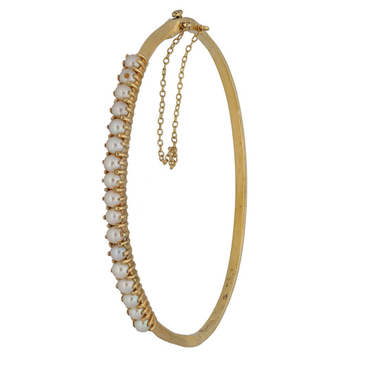 9ct Gold Cultured Pearl Bangle