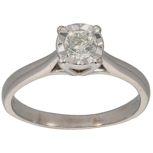 9ct White Gold 0.25ct Diamond Solitaire Ring Size M