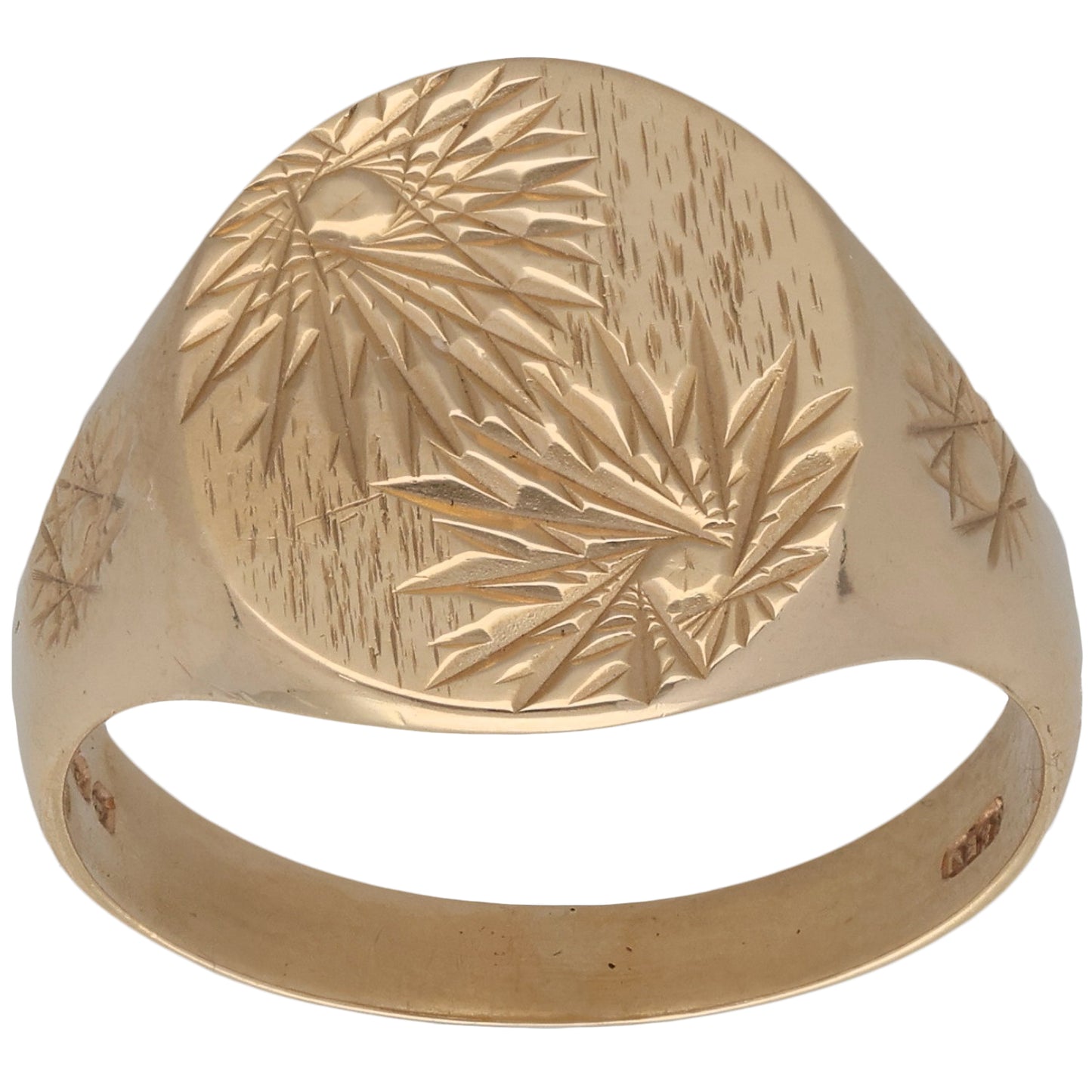 9ct Gold Patterned Signet Ring Size W