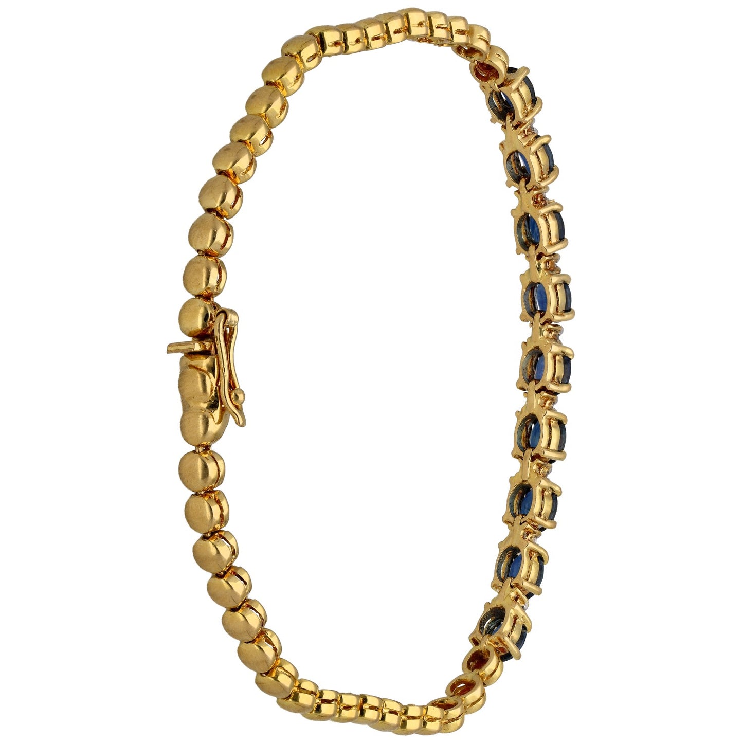 18ct Gold Sapphire & 0.08ct Diamond Fancy Stone Set Bracelet