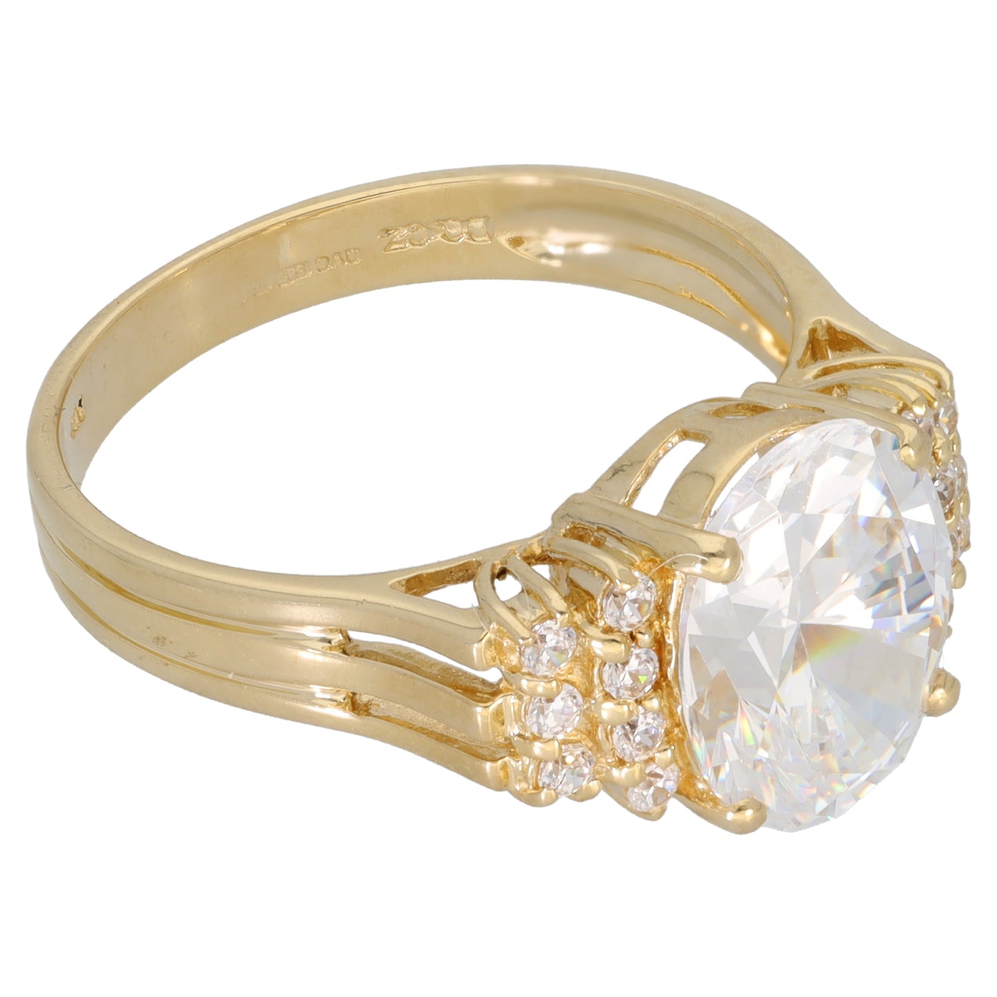 14ct Gold Cubic Zirconia Dress/Cocktail Ring Size Q