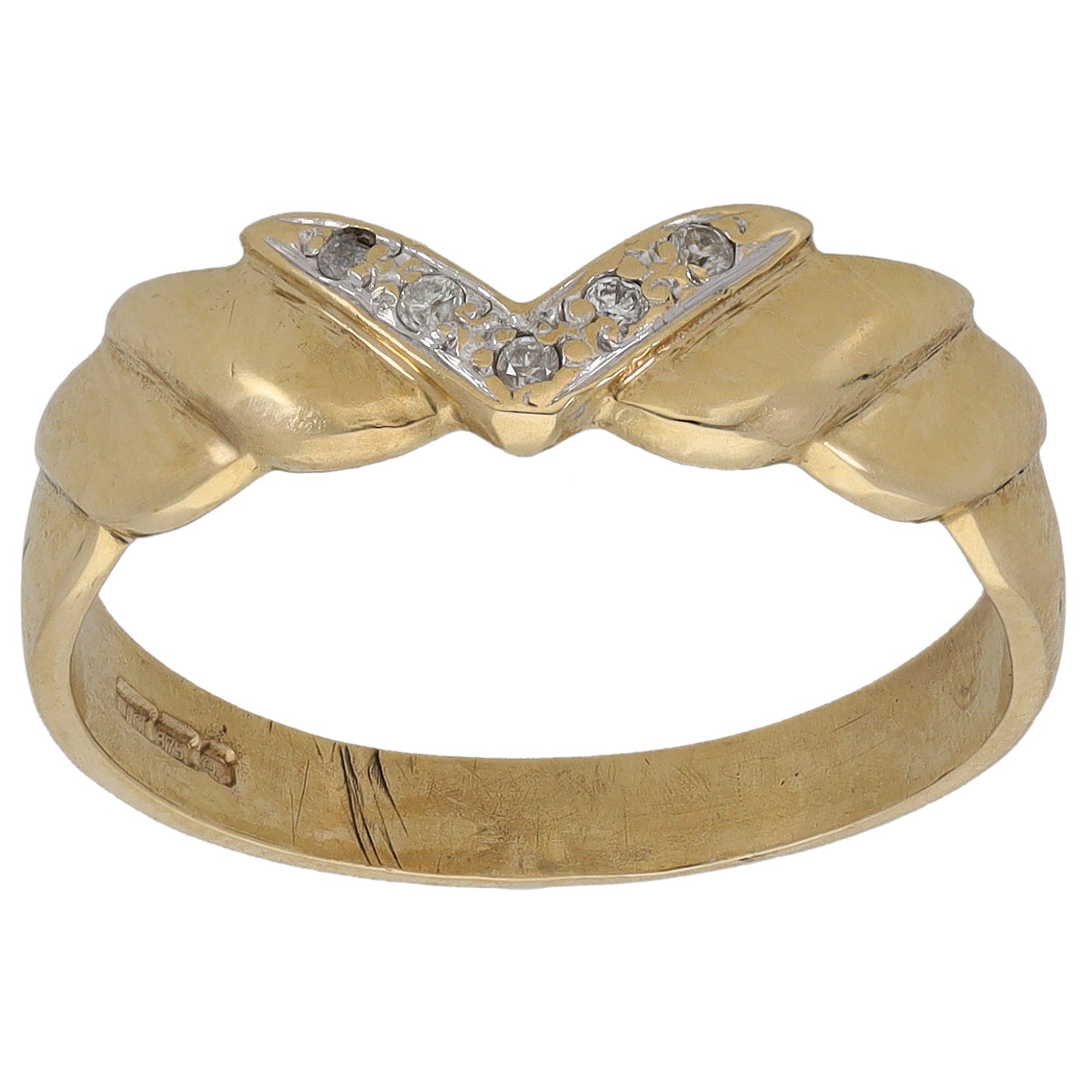9ct Gold 0.025ct Diamond Alternative Ring Size N