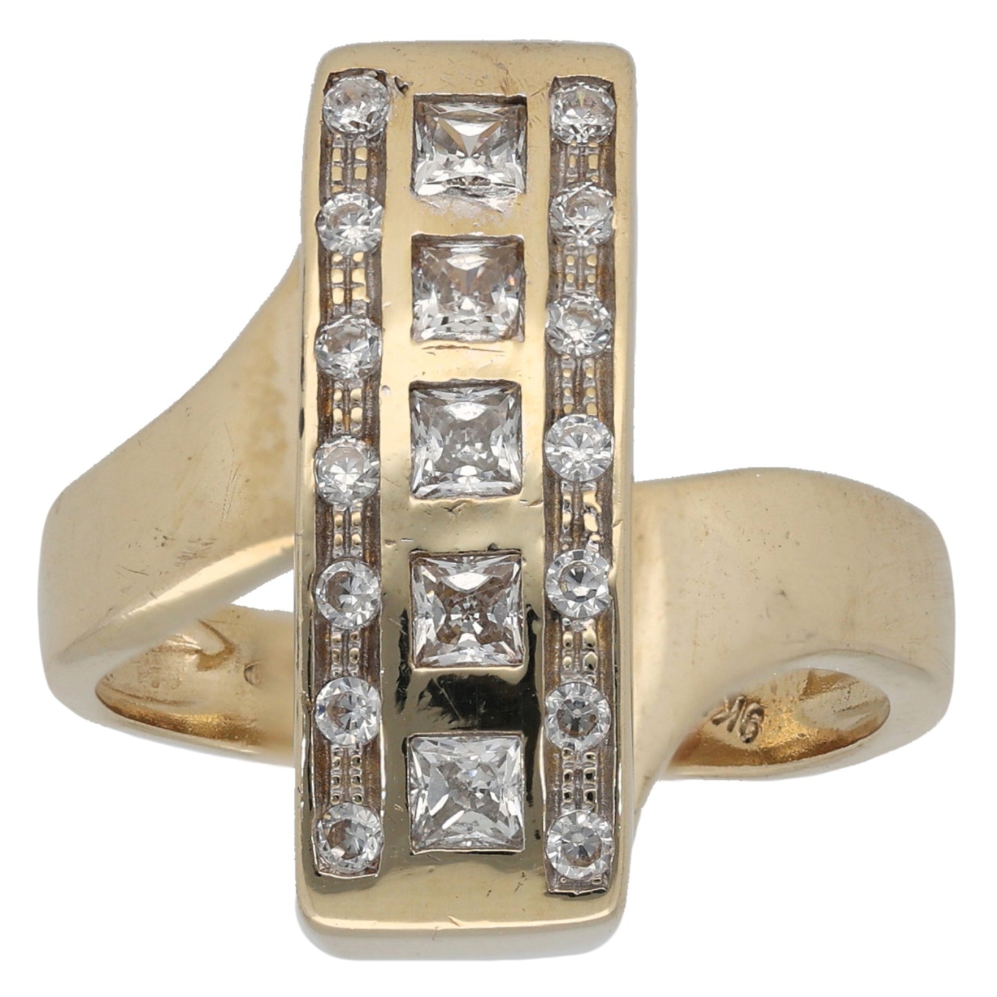 9ct Gold Cubic Zirconia Dress/Cocktail Ring Size N