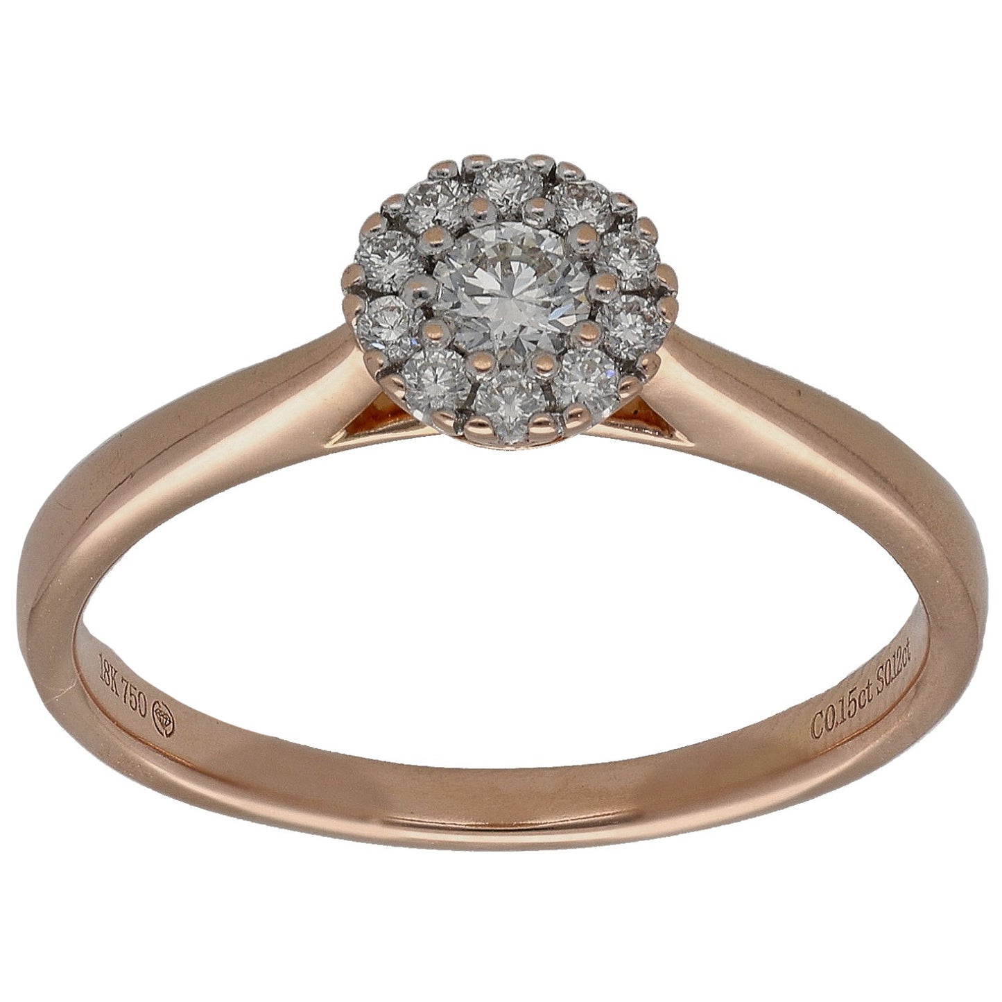 18ct Rose Gold 0.27ct Diamond Cluster Ring Size P