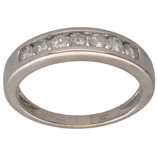 9ct White Gold 0.50ct Diamond Half Eternity Ring Size M