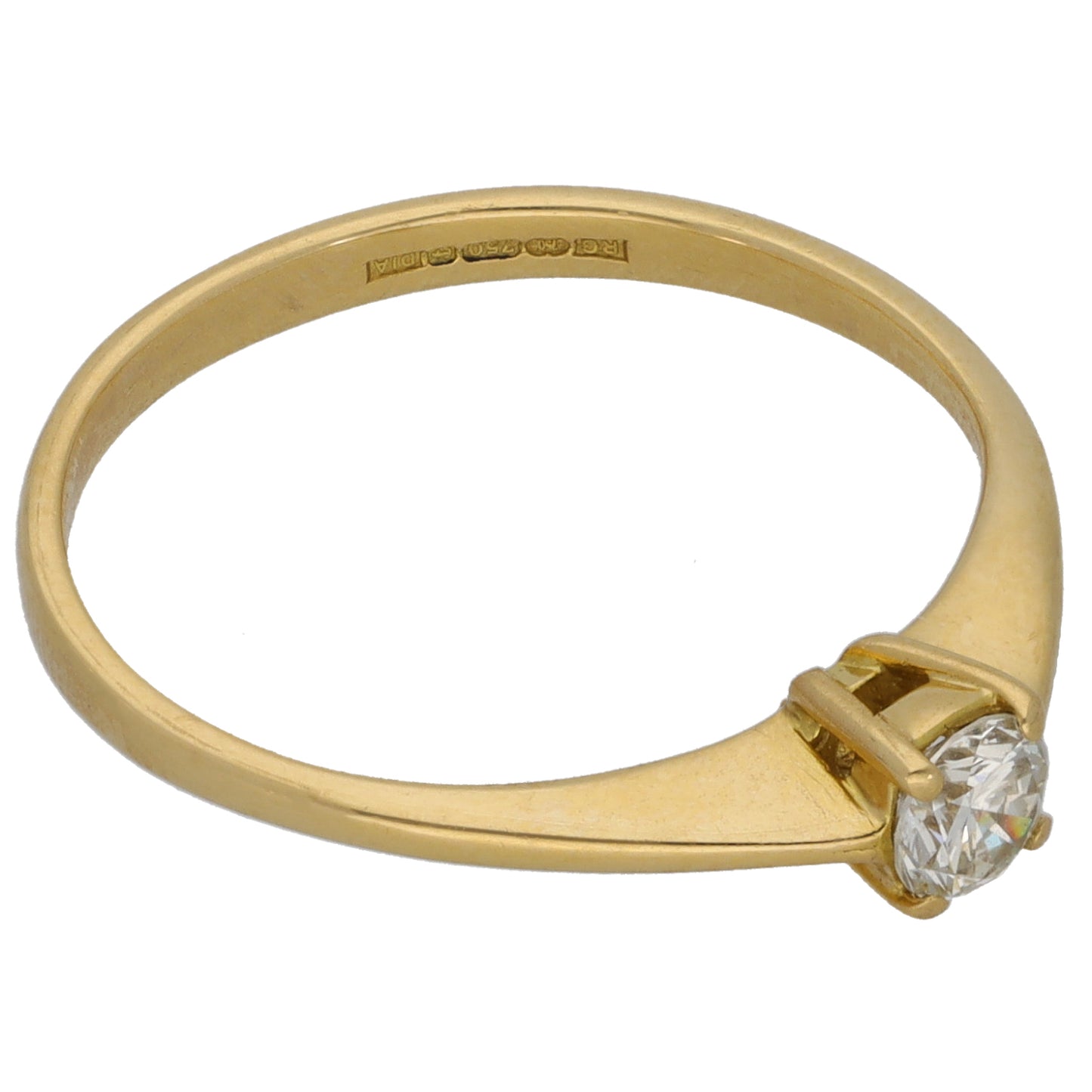 18ct Gold 0.25ct Diamond Solitaire Ring Size O