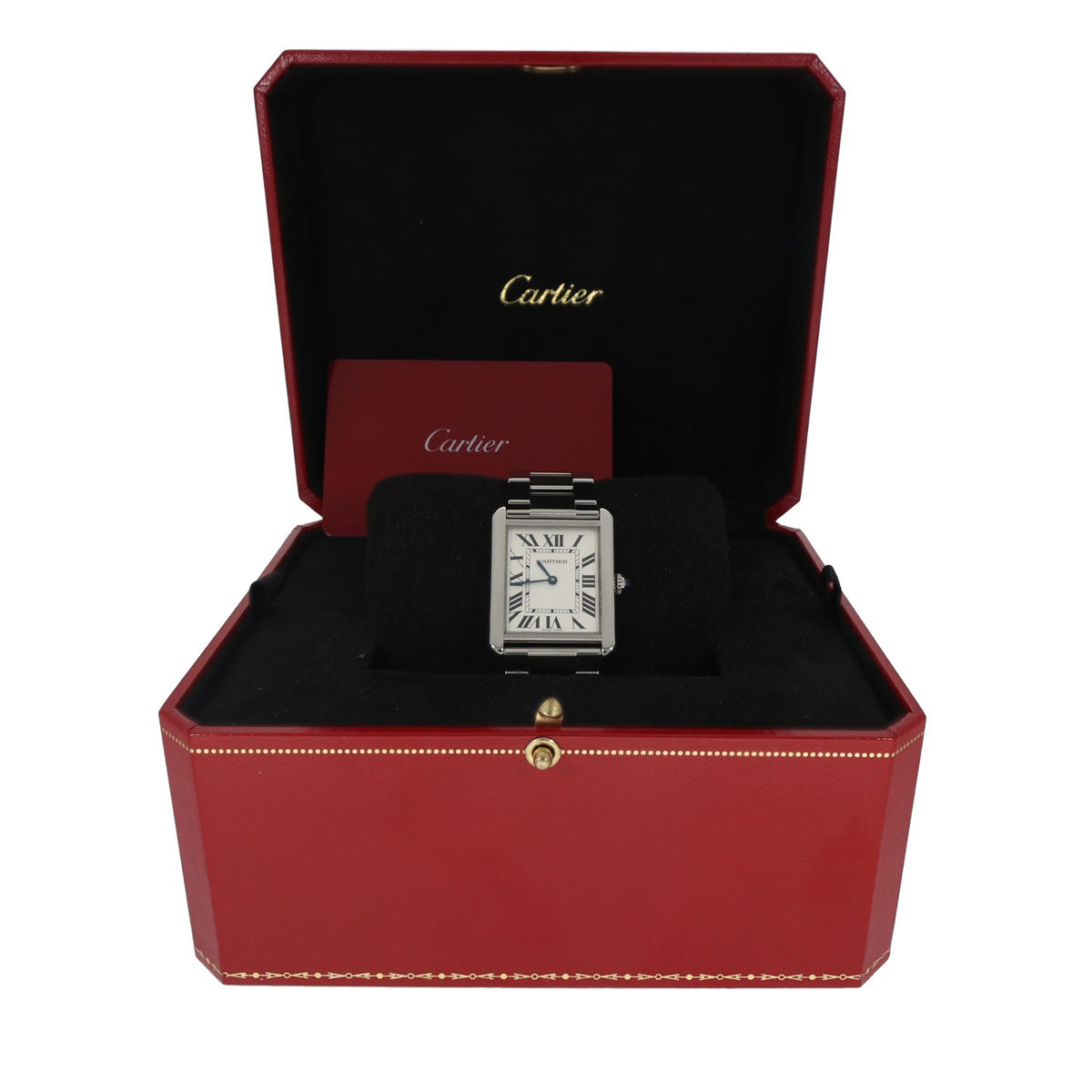 Cartier Tank Solo W5200014, white dial on stainless steel, in manufacturer box