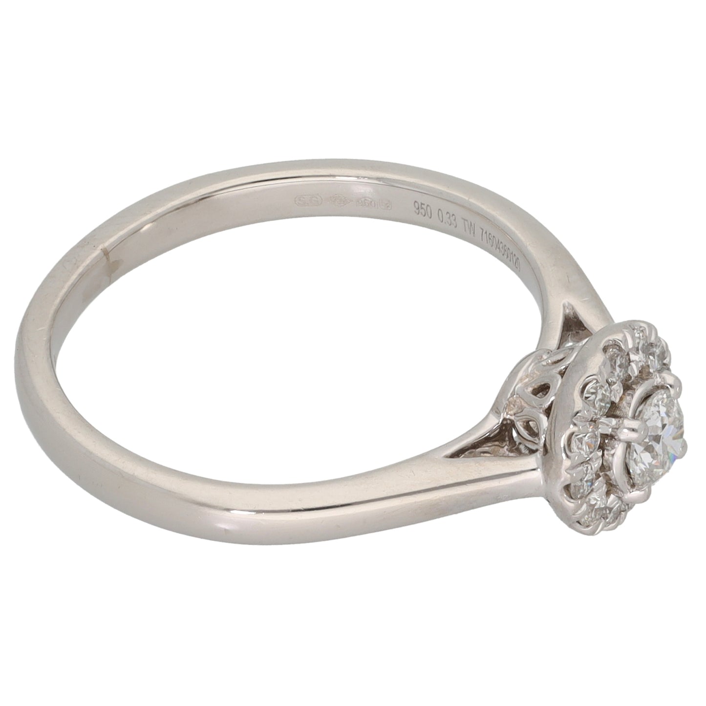 Platinum 0.33ct Diamond Halo Ring Size O