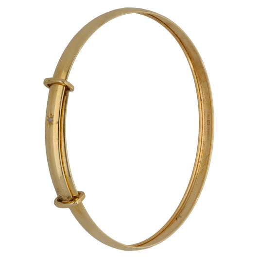9ct Gold 0.005ct Diamond Expanding Bangle