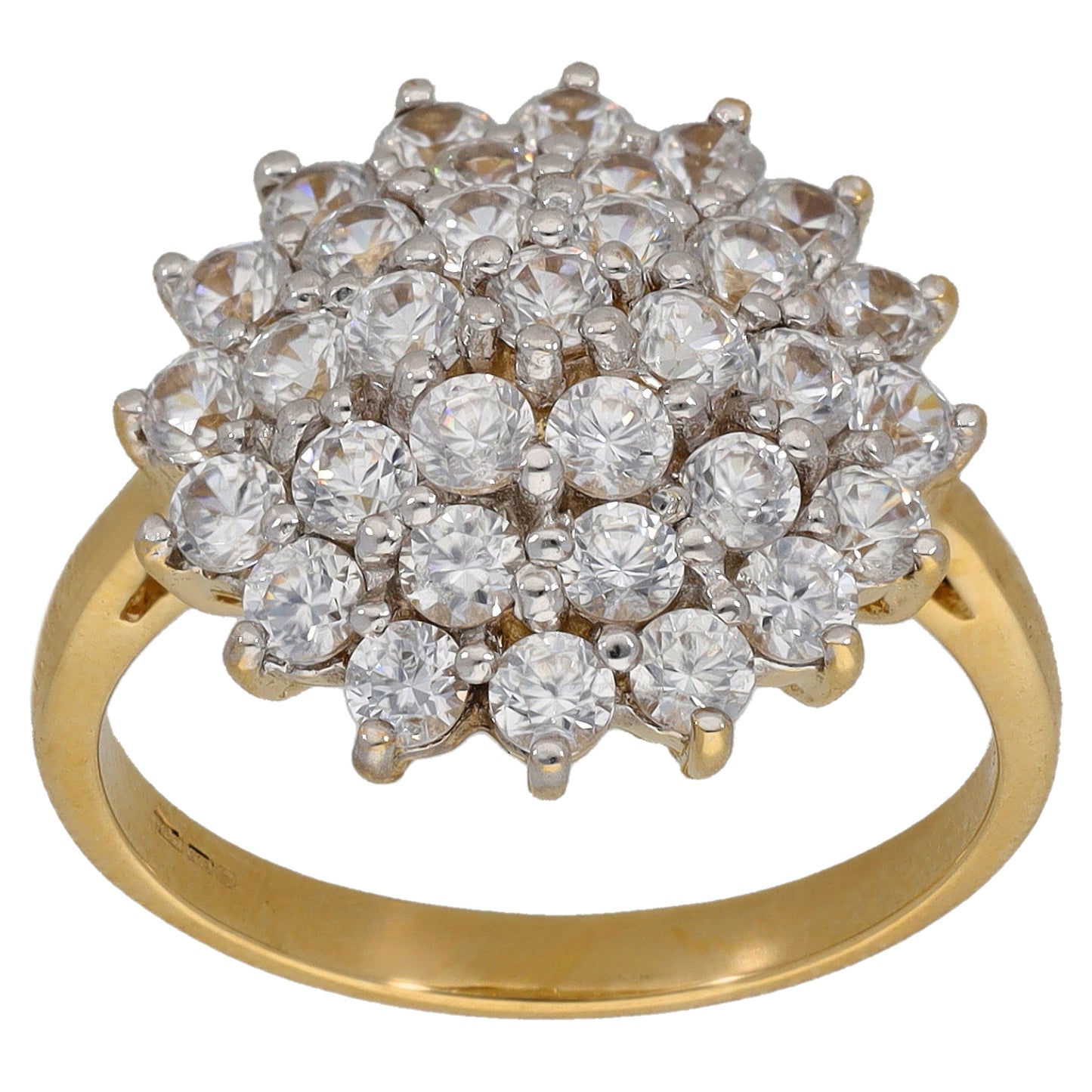 9ct Gold Cubic Zirconia Cluster Ring Size O