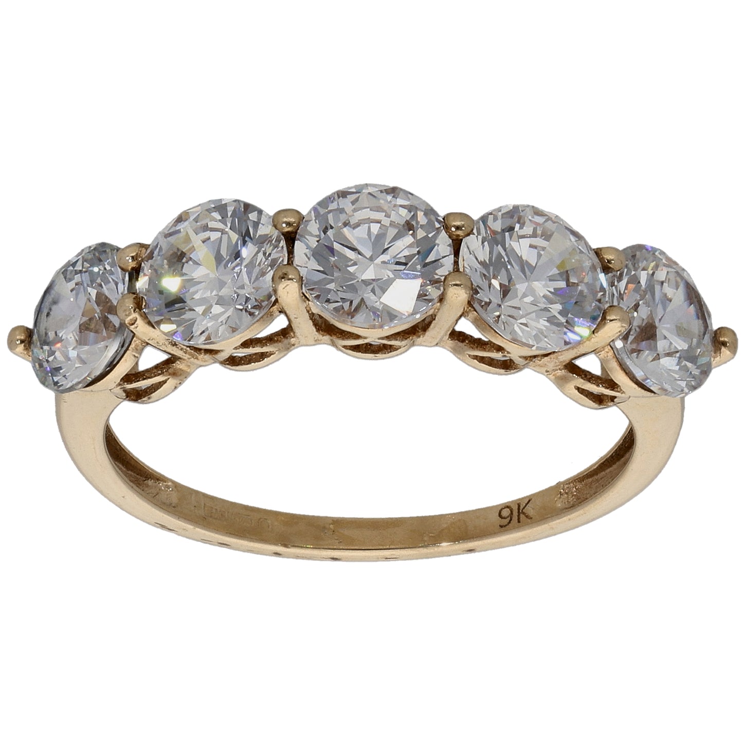 9ct Gold Cubic Zirconia Half Eternity Ring Size O