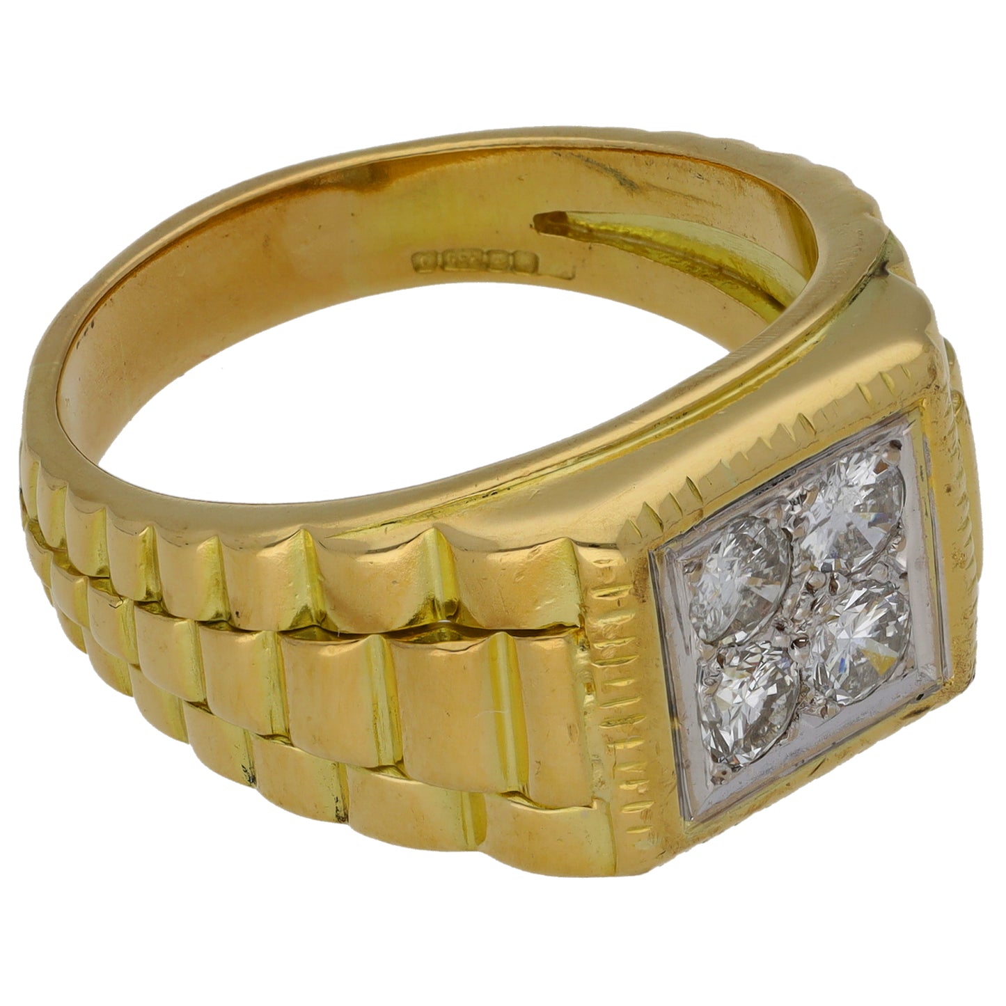 18ct Gold 1.00ct Diamond Patterned Signet Ring Size Z