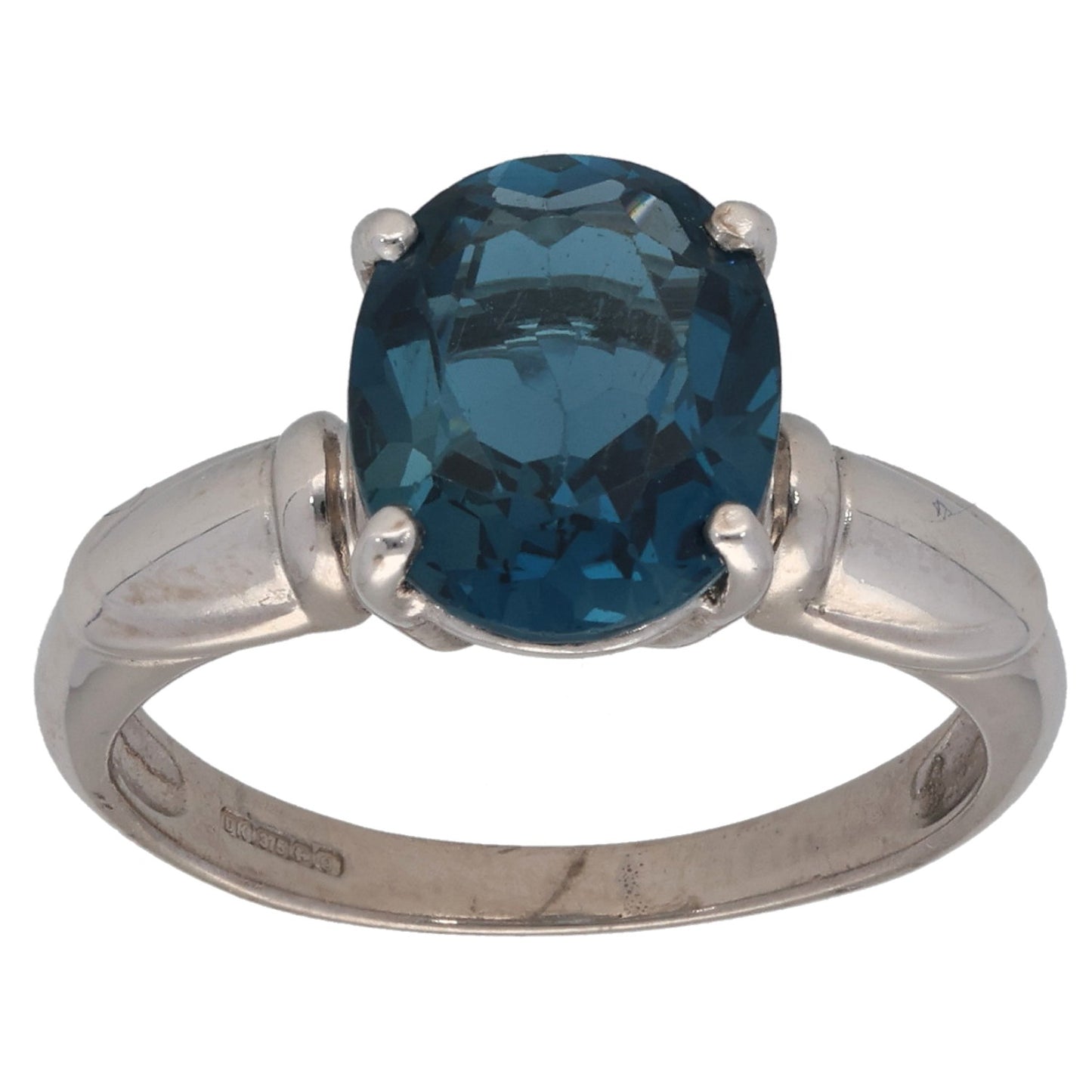 9ct White Gold Topaz Single Stone Ring Size L