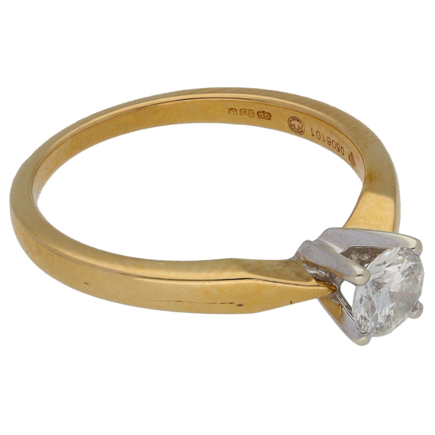 9ct Gold 0.38ct Diamond Solitaire Ring Size L