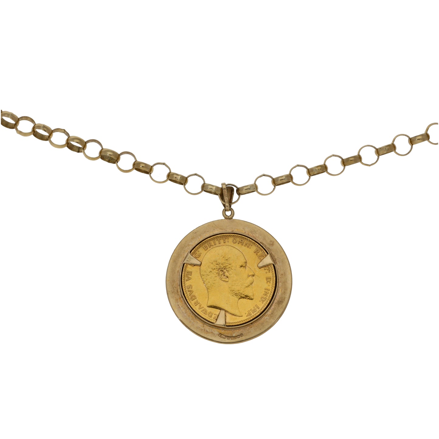 9ct Gold Full Sovereign Coin Pendant With Chain