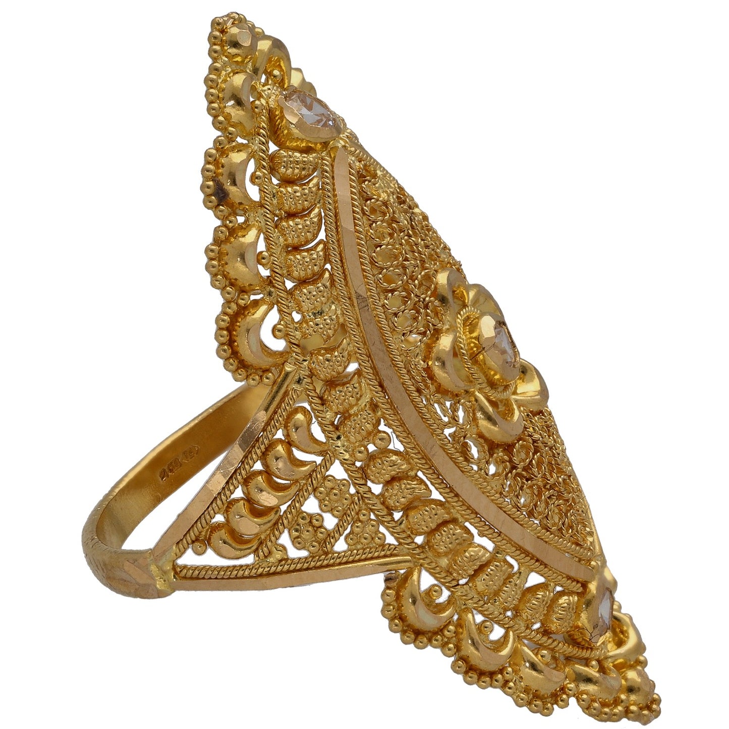 22ct Gold Cubic Zirconia Three Stone Ring Size M