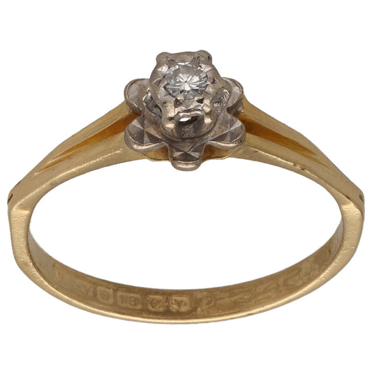 18ct Gold 0.04ct Diamond Solitaire Ring Size N