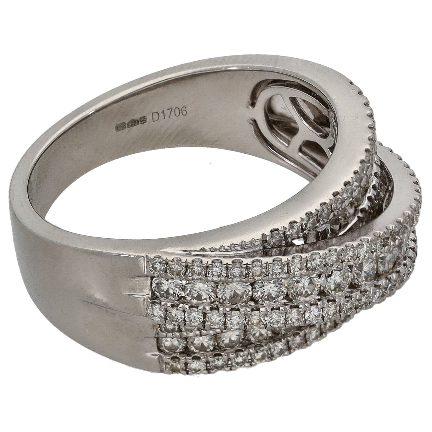 Platinum 1.40ct Diamond Dress/Cocktail Ring Size U