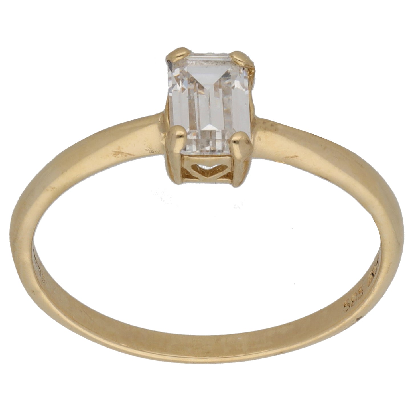 14ct Gold Cubic Zirconia Single Stone Ring Size O