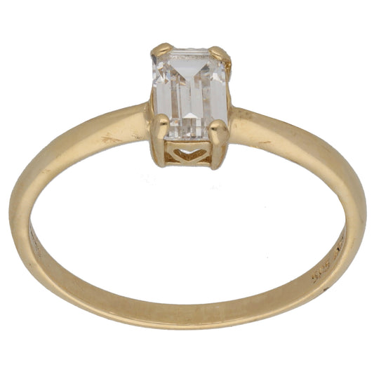 14ct Gold Cubic Zirconia Single Stone Ring Size O
