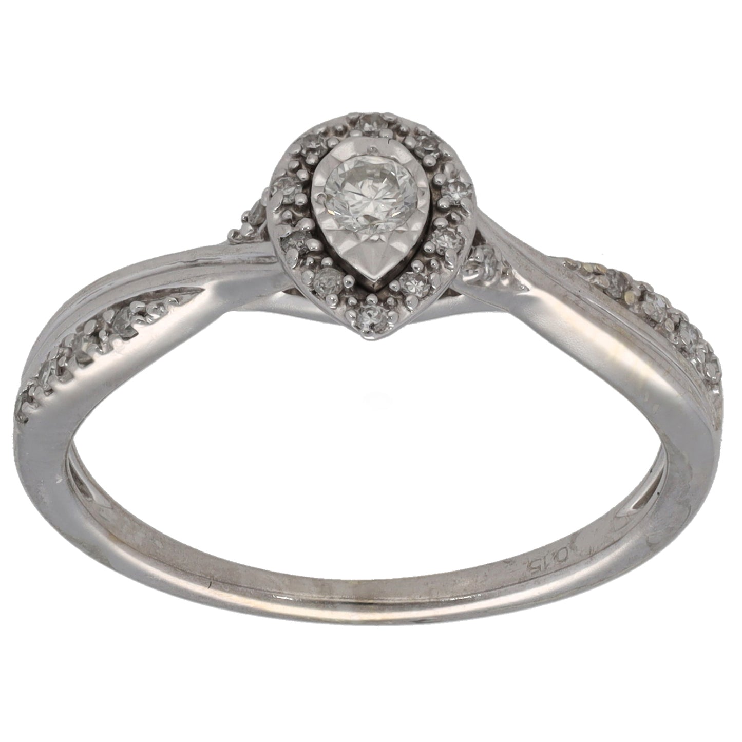 9ct White Gold 0.15ct Diamond Cluster Ring Size O