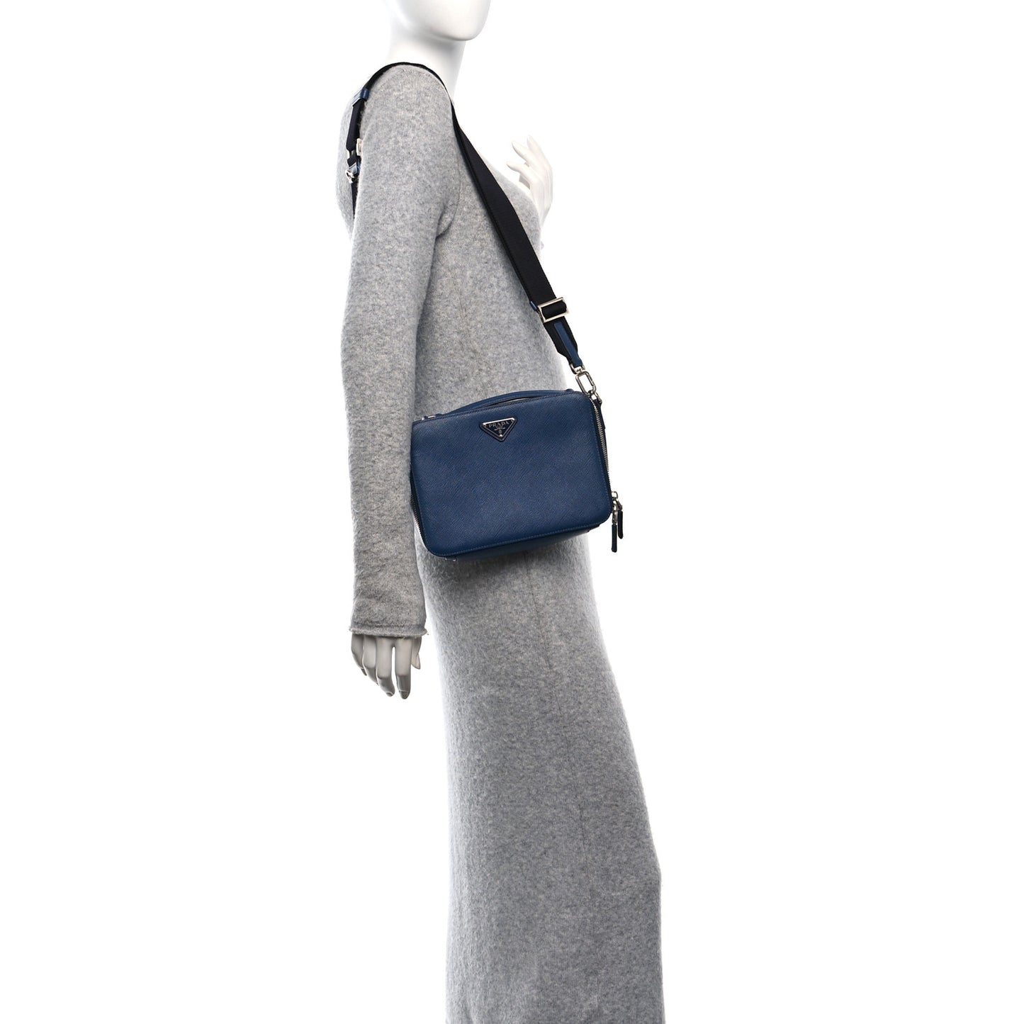 Prada Brique Saffiano Leather Bag - Blue