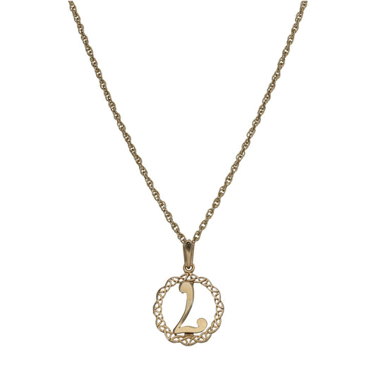 9ct Gold Initial 'L' Pendant With Chain