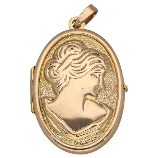 9ct Gold Patterned Locket Pendant