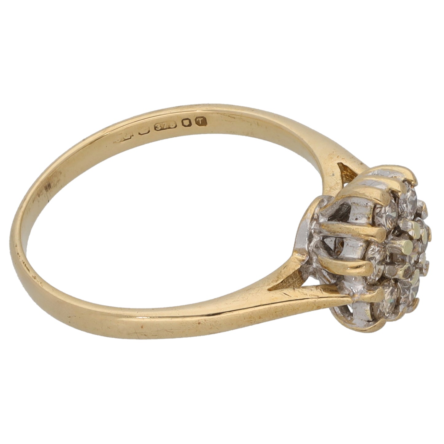 9ct Gold 0.21ct Diamond Cluster Ring Size K