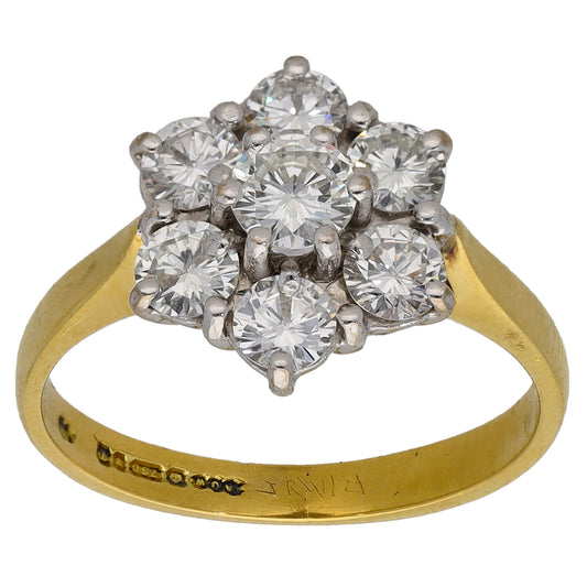 18ct Gold 1.15ct Diamond Cluster Ring Size M