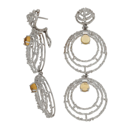 18ct White Gold Citrine Drop Earrings