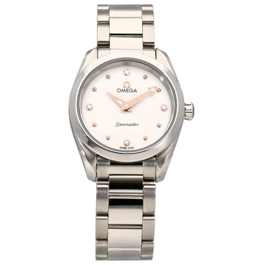 Omega Seamaster Aqua Terra 220.10.28.60.54.001 Stainless steel wristwatch with round ivory dial, diamond-style markers, metal bracelet