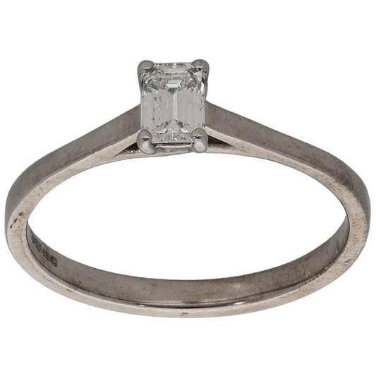 18ct White Gold 0.38ct Diamond Solitaire Ring Size M