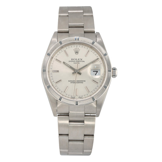 Rolex Date 15210, Stainless Steel, Silver Dial, Front Angle