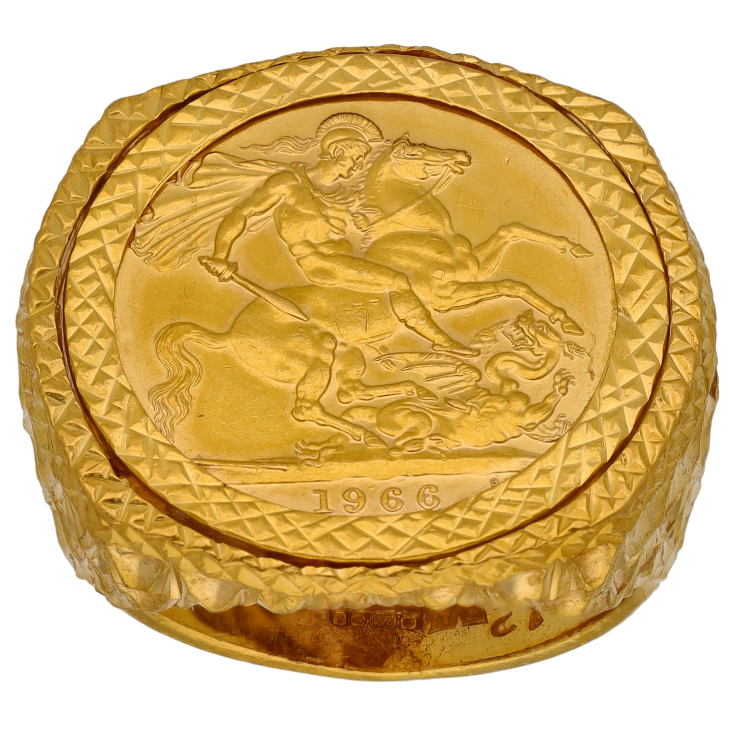 22ct Gold Full Sovereign Coin Ring Size U