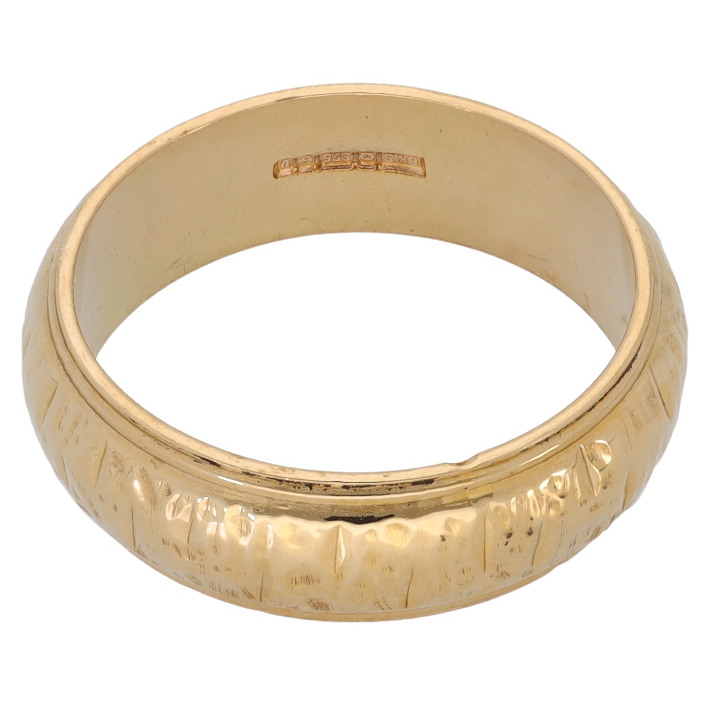 9ct Gold Patterned Wedding Ring Size N
