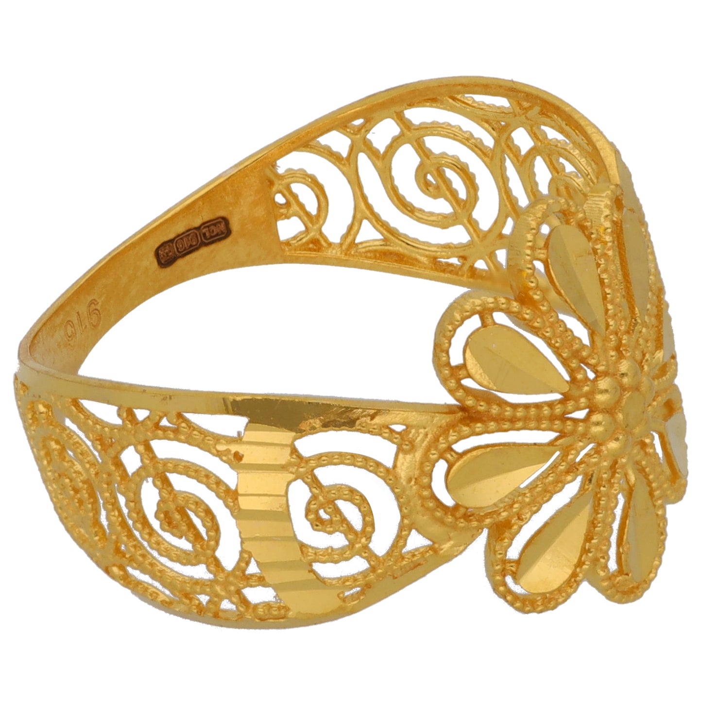 New 22ct Gold Flower Band Ring