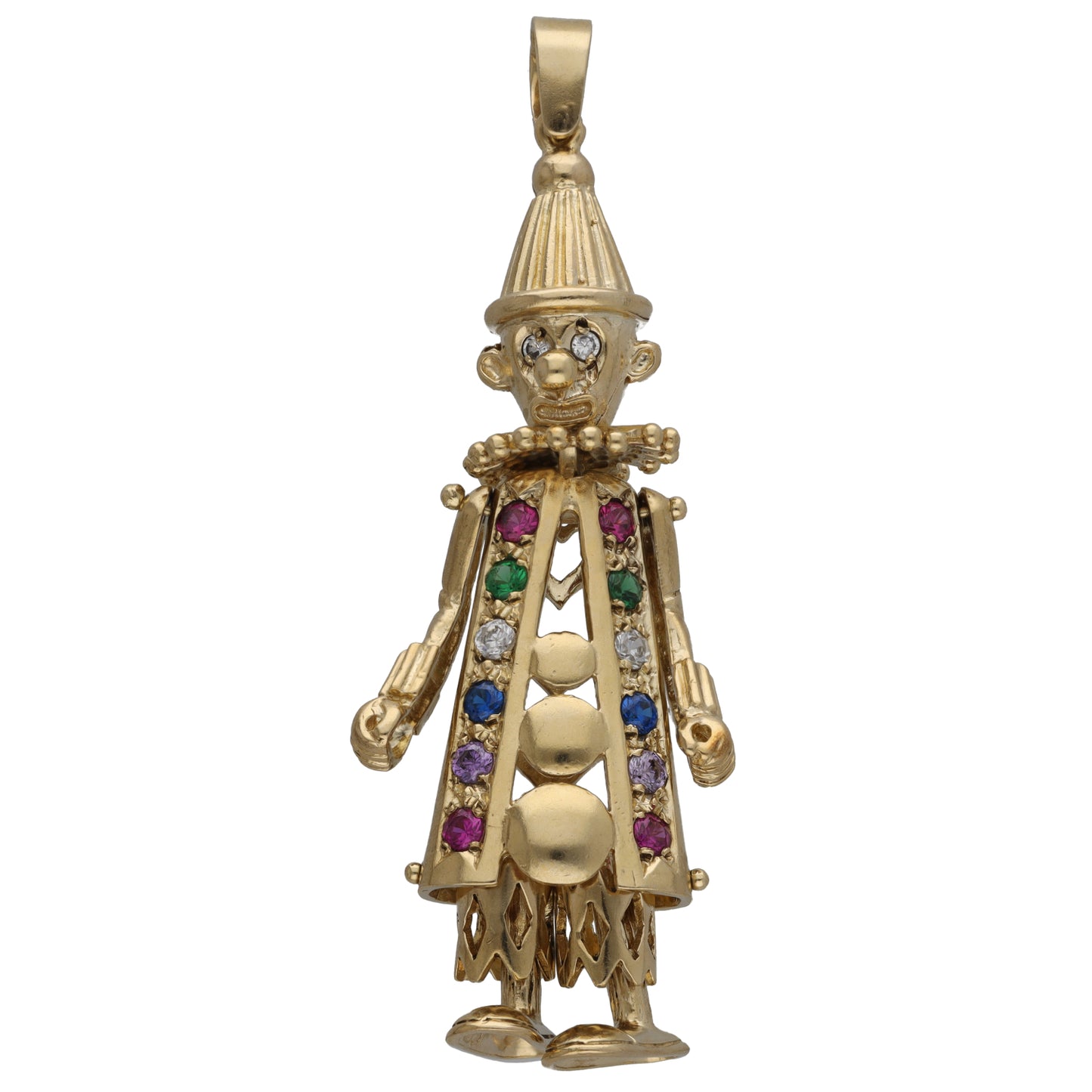 9ct Gold Imitation Gems Clown Pendant