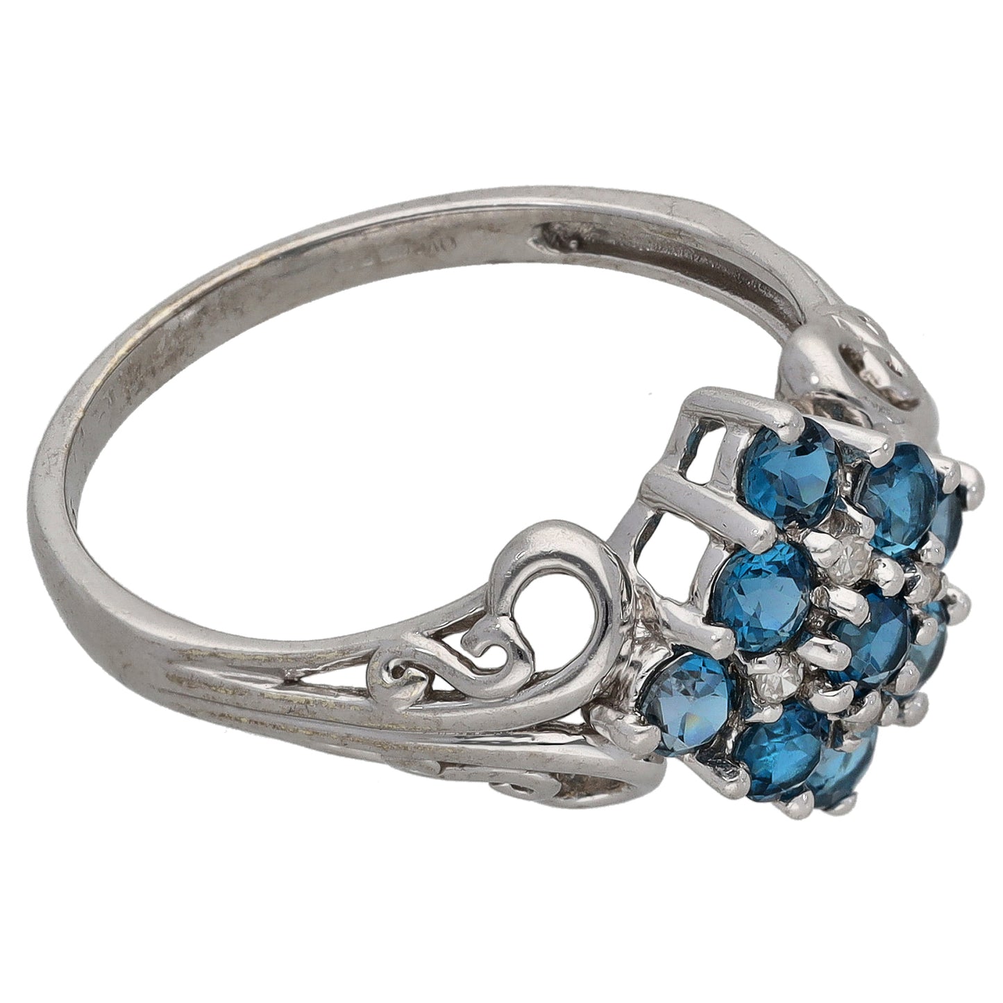 9ct White Gold Topaz & 0.06ct Diamond Dress/Cocktail Ring Size U
