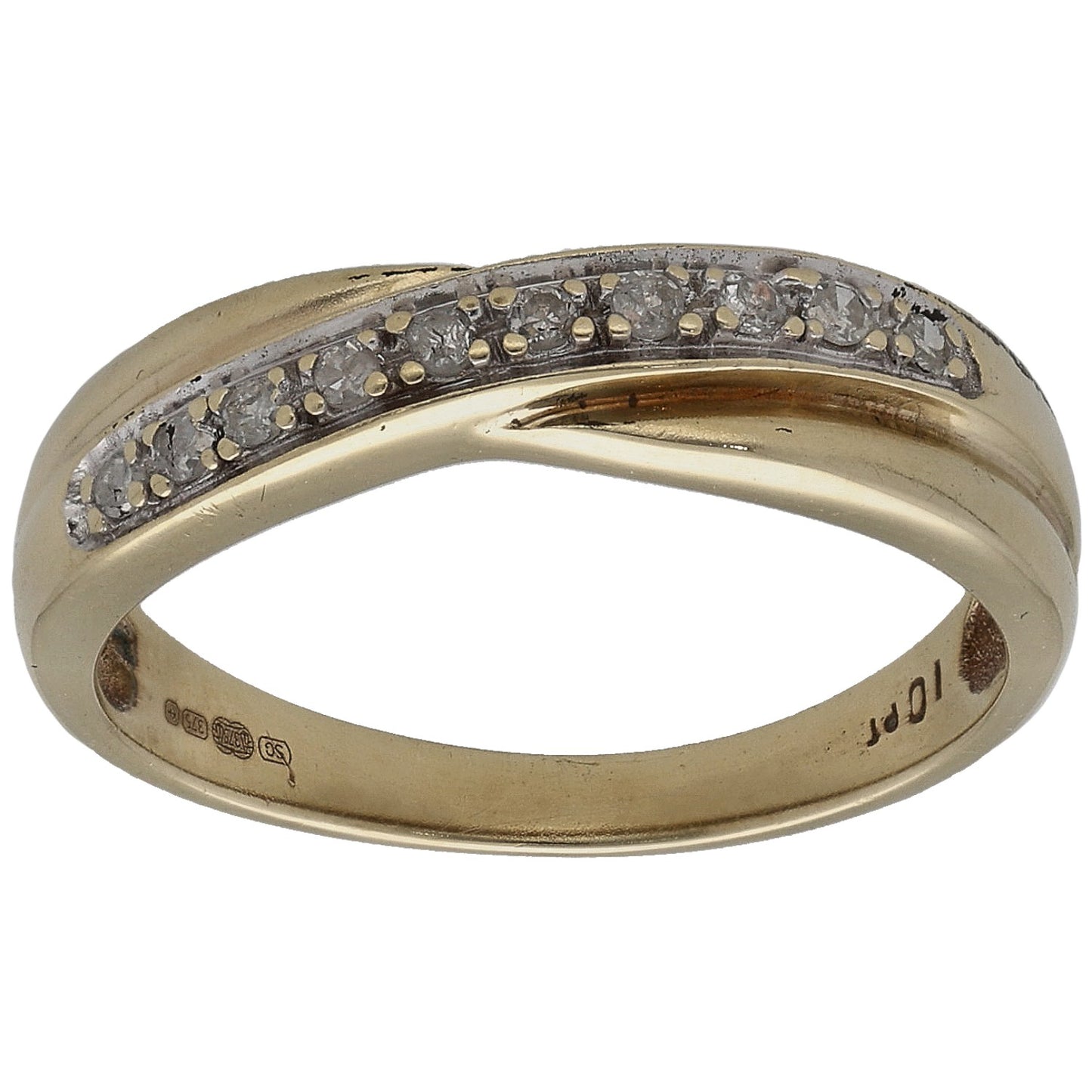 9ct Gold 0.10ct Diamond Half Eternity Ring Size M