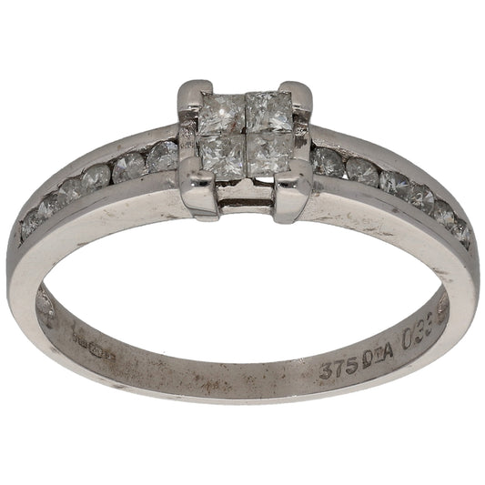 9ct White Gold 0.33ct Diamond Dress/Cocktail Ring Size K