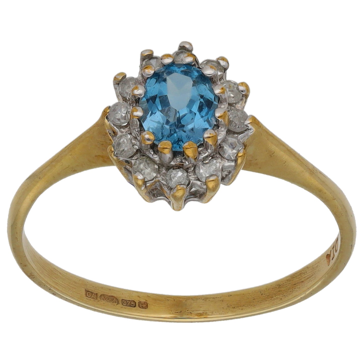 9ct Gold Topaz & 0.12ct Diamond Dress/Cocktail Ring Size L
